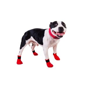 Red Bootie by Non-stop dogwear. Non-stop dogwear, premium dog gear for active pets and working dogs | Dog harnesses | Dog collars | Dog Jackets | Dog Booties.